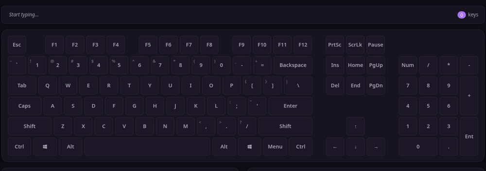 Key Test virtual keyboard - press each key to check it